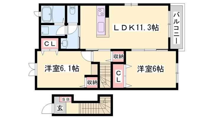 ミル　メルシィ 2階 2LDK 賃貸物件詳細