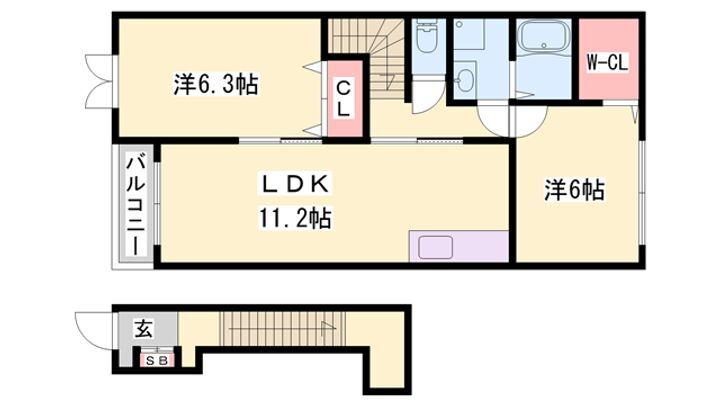 ラブリーコート 2階 2LDK 賃貸物件詳細