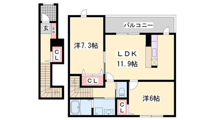 グラン・シャリオＢ 2階 2LDK 賃貸物件詳細