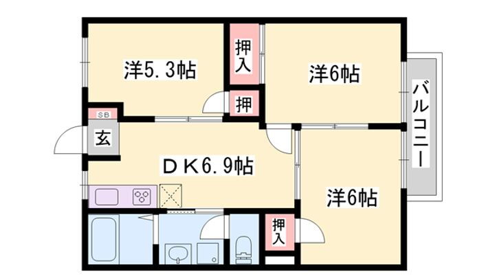 ファミール吉田 2階 3DK 賃貸物件詳細