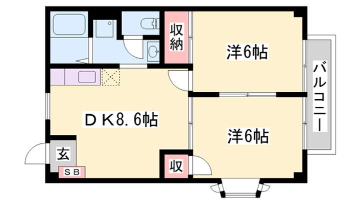 兵庫県姫路市御立西６丁目 姫路駅 2DK アパート 賃貸物件詳細