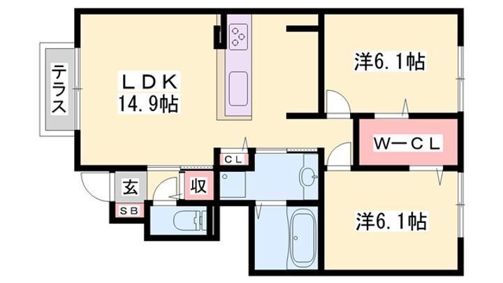 ソル・ヴィアーレ 1階 2LDK 賃貸物件詳細