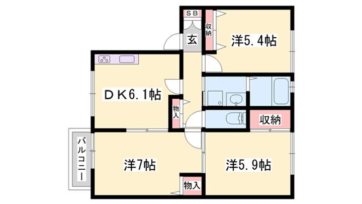 ディアス千尋 2階 3DK 賃貸物件詳細