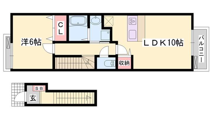 シルバーライニングＡ 2階 1LDK 賃貸物件詳細
