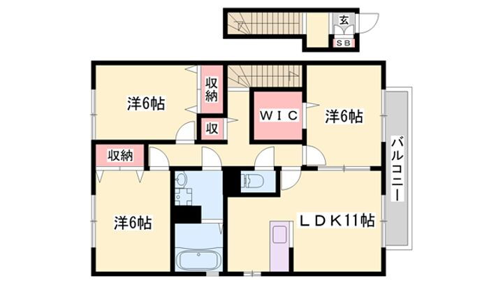 ガルウィング　ヒルズ 2階 3LDK 賃貸物件詳細
