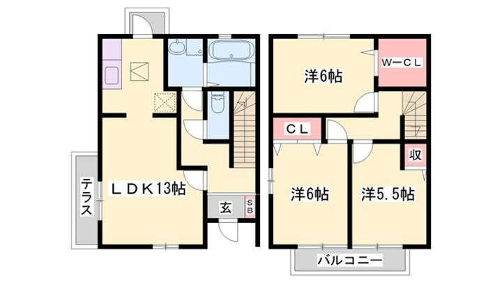 オークスコート西新在家　Ｂ棟 1階 3LDK 賃貸物件詳細