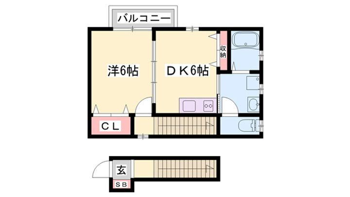 エクセレントコートＢ 2階 1DK 賃貸物件詳細