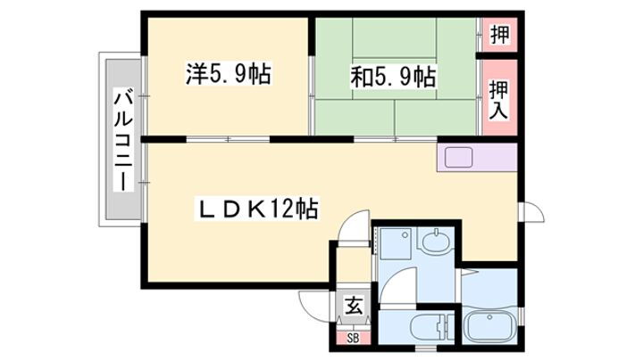 オクノハウス 2階 2LDK 賃貸物件詳細