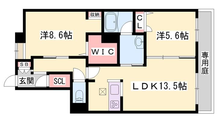 オカバ姫路青山シャーメゾン 1階 2LDK 賃貸物件詳細