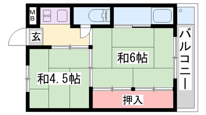 兵庫県加西市中富町 北条町駅 2K マンション 賃貸物件詳細