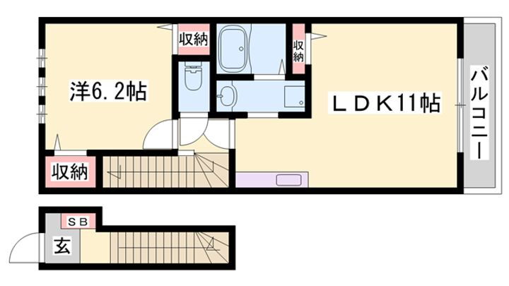 アグレアーブル 2階 1LDK 賃貸物件詳細