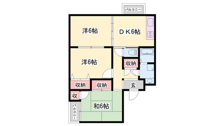 相生市　ウイング相生壱号館 5階 3DK 賃貸物件詳細