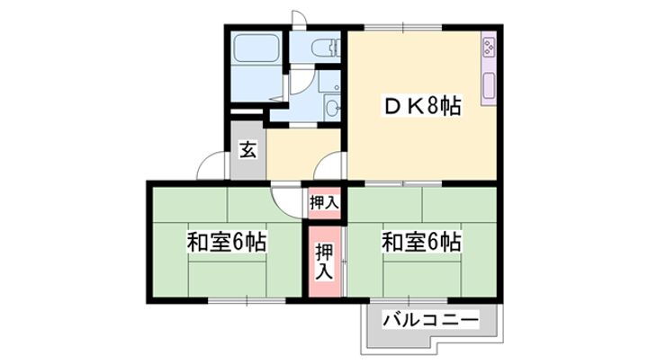 タウニィ英賀保 2階 2DK 賃貸物件詳細
