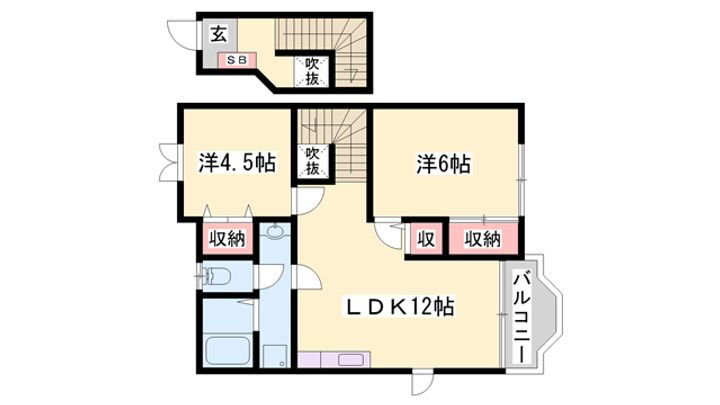 サンクレールⅡ 2階 2LDK 賃貸物件詳細