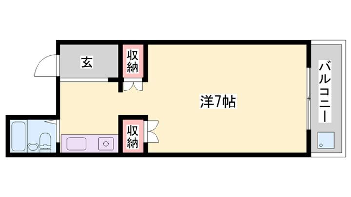 花影中村コーポ 6階 ワンルーム 賃貸物件詳細