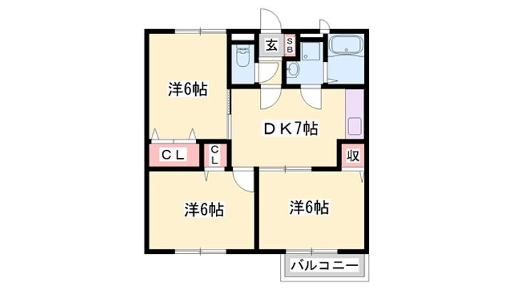 エスポワールドミールＢ 2階 3DK 賃貸物件詳細