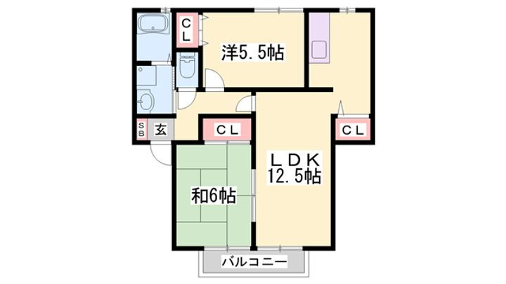 サニーハウス吉田 2階 2LDK 賃貸物件詳細