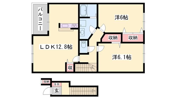 ゴールド・クレストⅠ 2階 2LDK 賃貸物件詳細