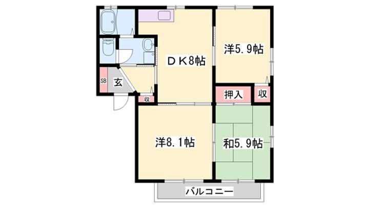 兵庫県姫路市網干区坂上 山陽網干駅 3DK アパート 賃貸物件詳細