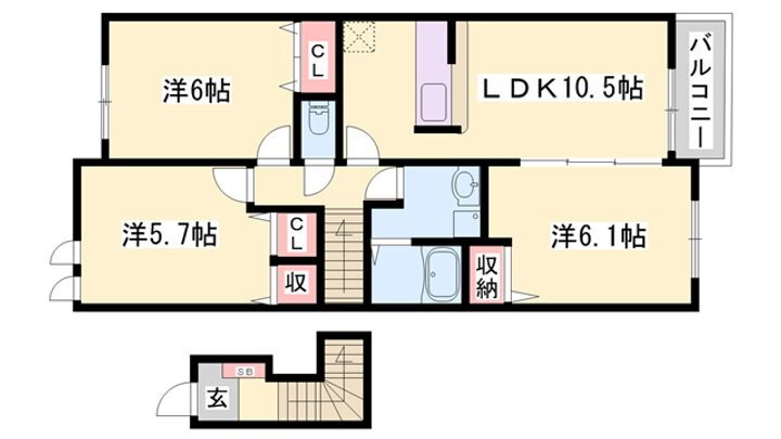 フォルトゥーナ・Ｍ　Ⅳ 2階 3LDK 賃貸物件詳細