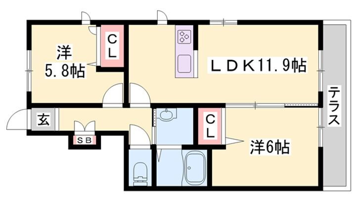 エコールヒルズ 1階 2LDK 賃貸物件詳細