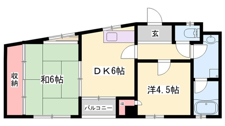 水尾川ハイツ 4階 2DK 賃貸物件詳細