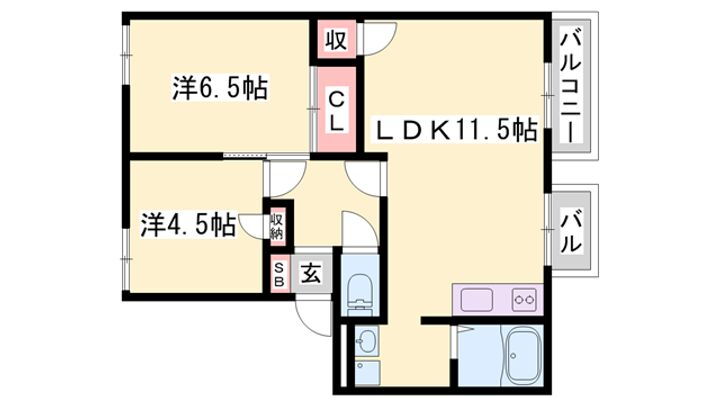 フレグランス北山（ＳＴ） 2階 2LDK 賃貸物件詳細