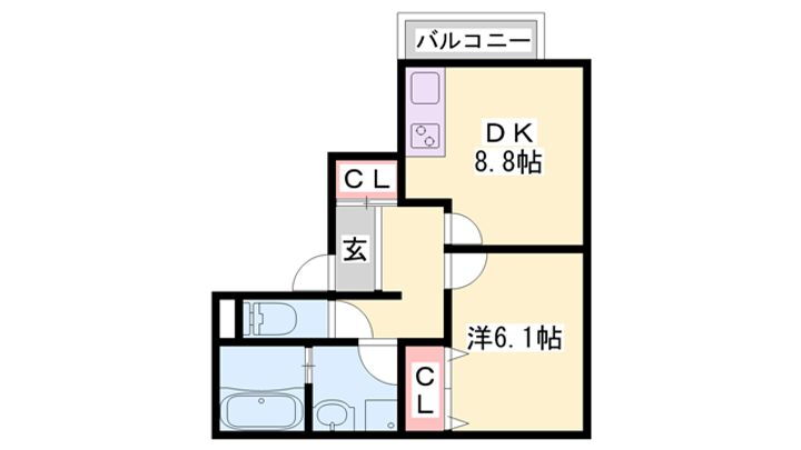 クレイオ 2階 1DK 賃貸物件詳細