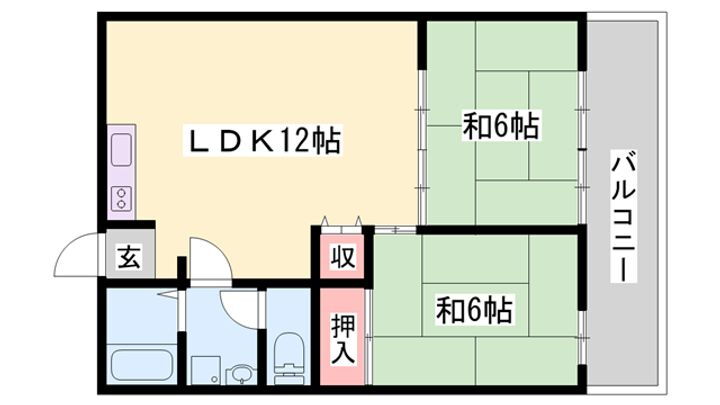 プレジデントふくなが 2階 2LDK 賃貸物件詳細