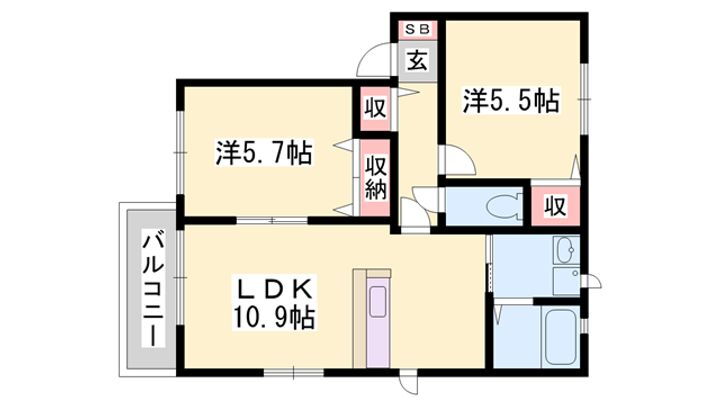 シャーメゾン白国 1階 2LDK 賃貸物件詳細