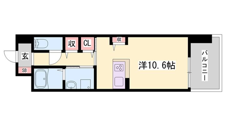 クレール姫路 8階 1K 賃貸物件詳細