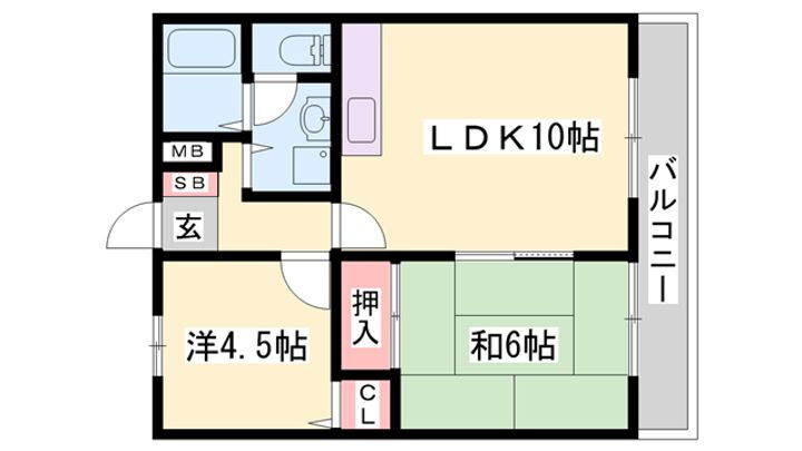 クレール香呂Ａ棟 2階 2LDK 賃貸物件詳細