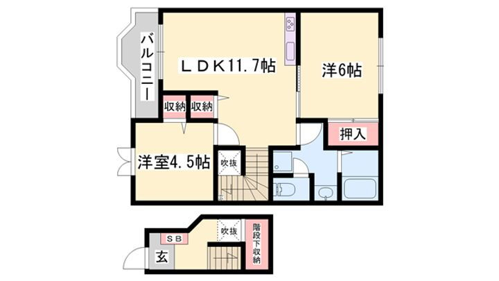 パルトネールＦ１ 2階 2LDK 賃貸物件詳細