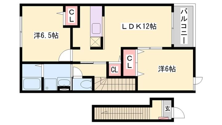 フローラ砥堀Ａ 2階 2LDK 賃貸物件詳細