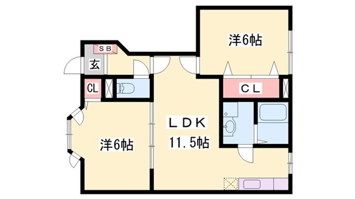 アムラインＢ 1階 2LDK 賃貸物件詳細