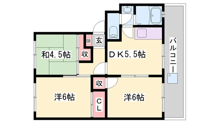 ル・シェルブルーはりま 3階 3DK 賃貸物件詳細