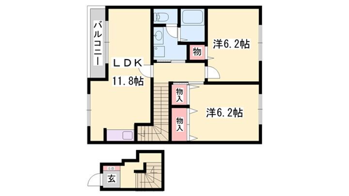 アメニティカスガⅡ 2階 2LDK 賃貸物件詳細