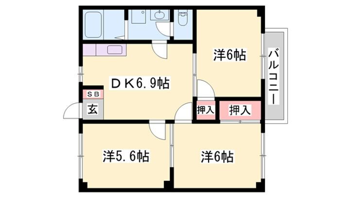 エスポワール新在家 2階 3DK 賃貸物件詳細