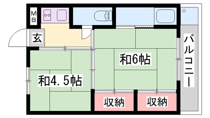 兵庫県姫路市広畑区西夢前台５丁目 英賀保駅 2K マンション 賃貸物件詳細