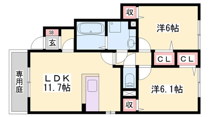 アインスコートⅡ 1階 2LDK 賃貸物件詳細