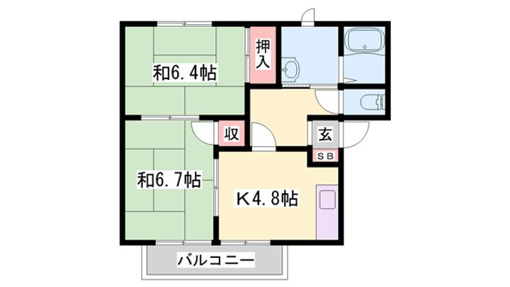 兵庫県加東市上滝野 滝駅 2K アパート 賃貸物件詳細