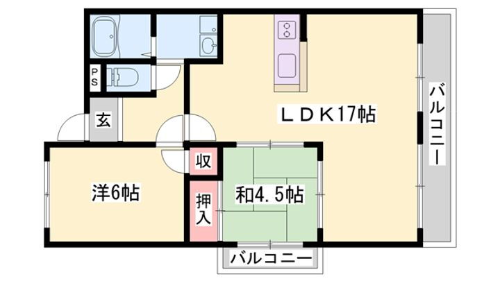 ルークレジデンス姫路Ⅱ 4階 2LDK 賃貸物件詳細