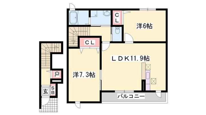 アン・フルール 2階 2LDK 賃貸物件詳細
