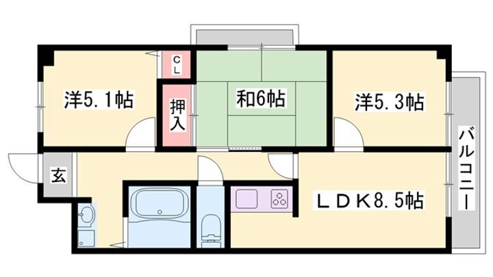 ハピネス見野 3階 3LDK 賃貸物件詳細