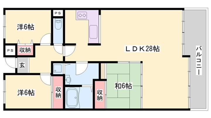 ロイヤルステイツ東辻井 3階 3LDK 賃貸物件詳細