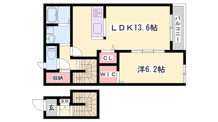 元町ハウス 2階 1LDK 賃貸物件詳細