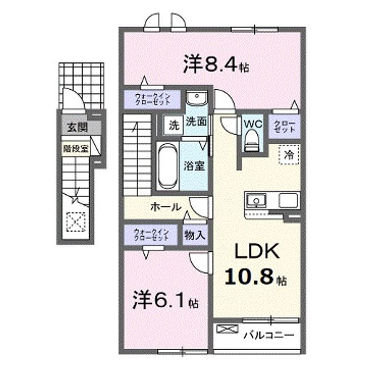 グランベッセルⅠ 2階 2LDK 賃貸物件詳細