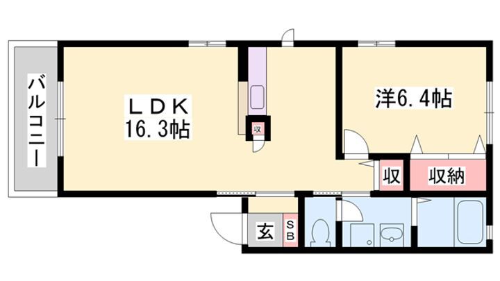 フレーズ上の山 2階 1LDK 賃貸物件詳細