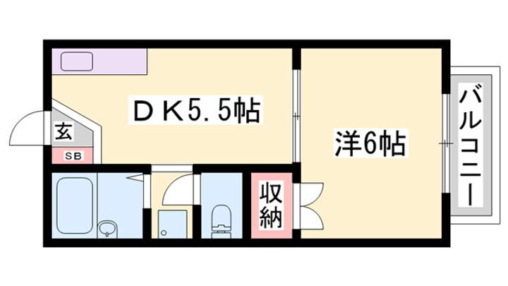 兵庫県姫路市飾磨区阿成 亀山駅 1DK アパート 賃貸物件詳細