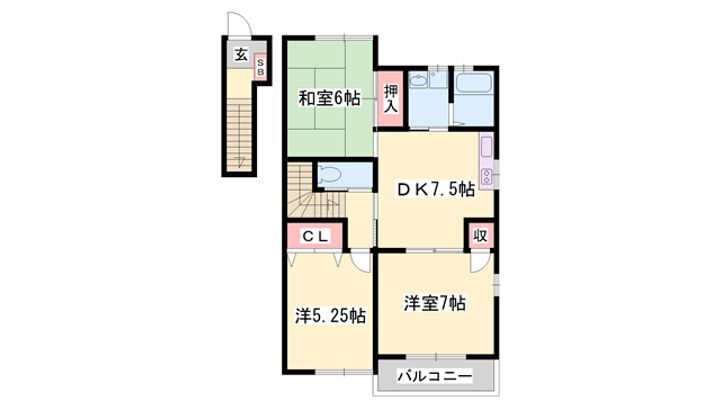 Ｊシープレス福崎Ｂ棟 2階 3DK 賃貸物件詳細